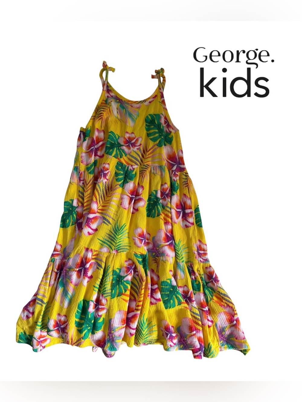 YELLOW TROPICAL PRINT DRESS GIRL’S